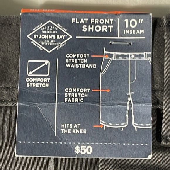 St. John's Bay mens charcoal grey Flat Front Short 10" chino shorts - size 50 - Picture 5 of 11